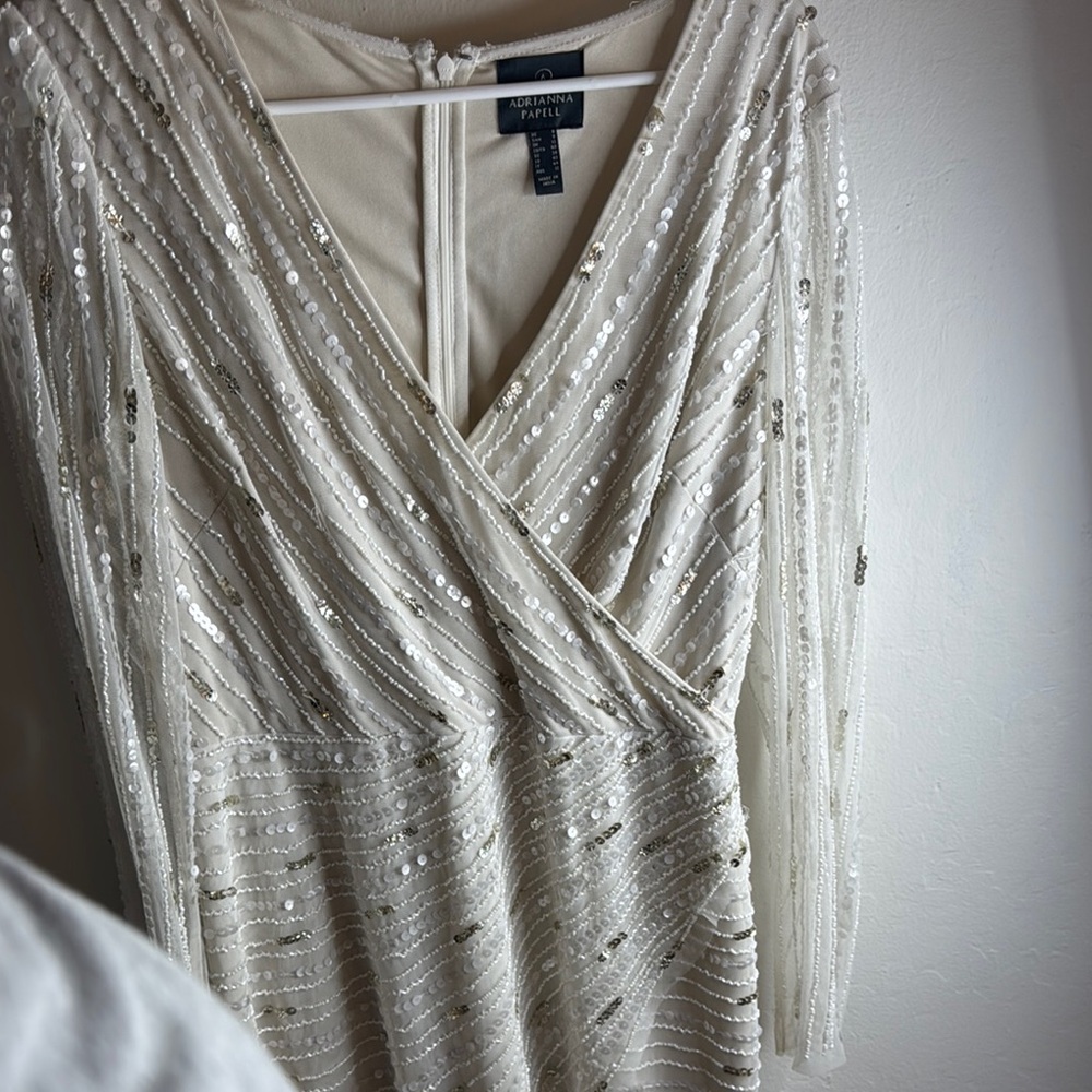 Adrianna Papell Ivory Sequin Gown